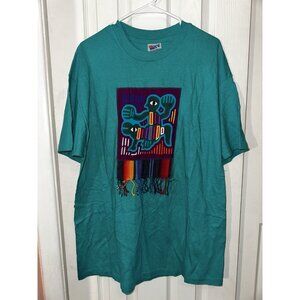 Reptile Mola Guna Panama Vintage Single Stitch Hanes Beefy-T Shirt Size XL